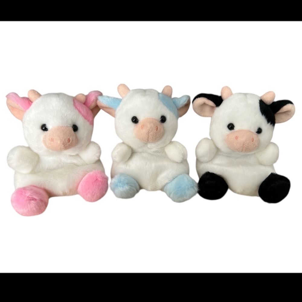Adorable Palm Pals Colorful Cows Plush Set
